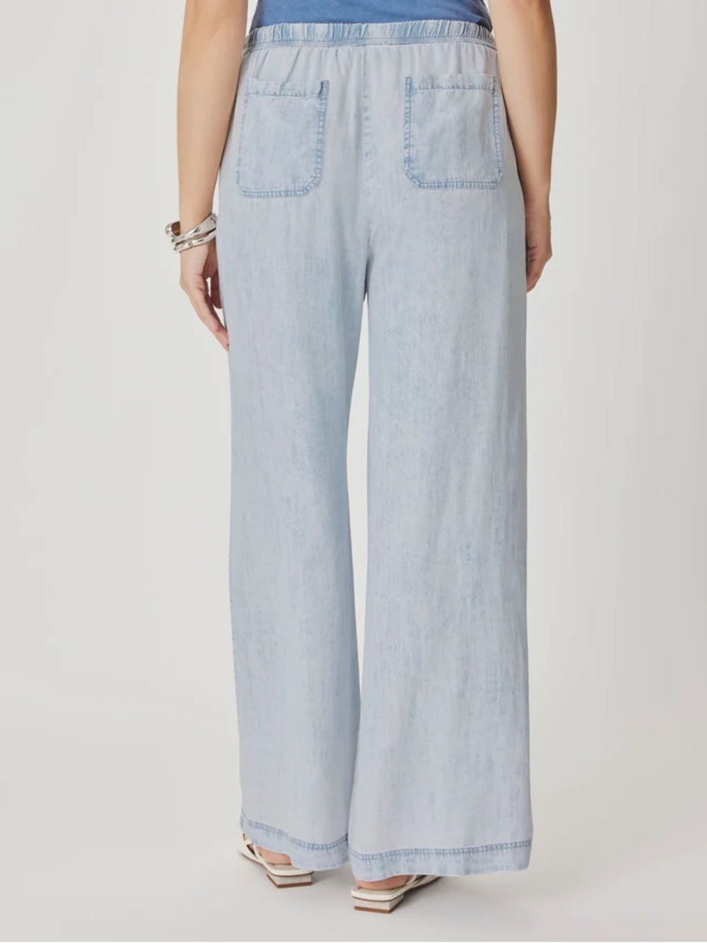 Splendid Angie Indigo Pallazo Wide Leg Pant Bleached Indigo Size S NWT $168 - Picture 7 of 10